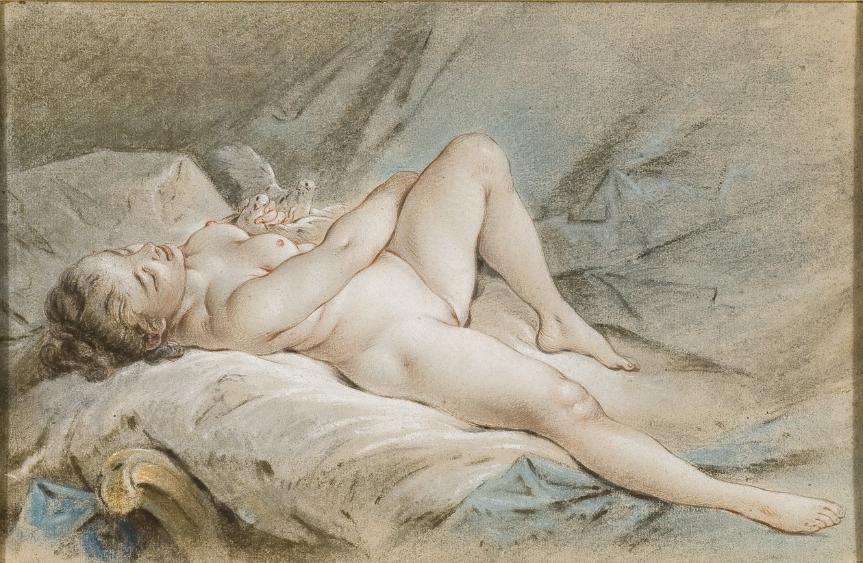 Venus leikkii kahden kyyhkysen kanssa tekijältä François Boucher