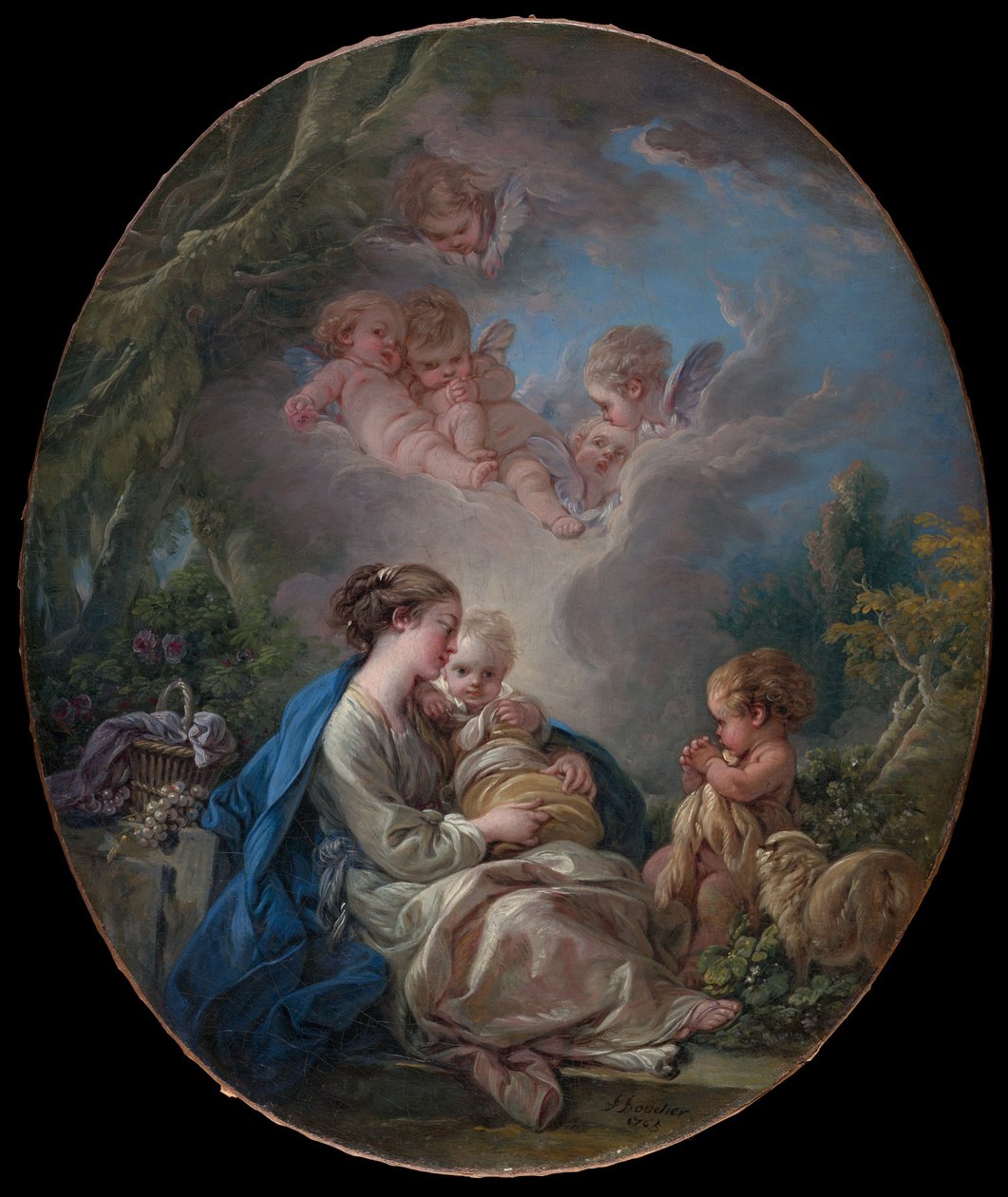 Neitsyt ja lapsi sekä nuori Johannes Kastaja ja enkelit, 1765. tekijältä François Boucher