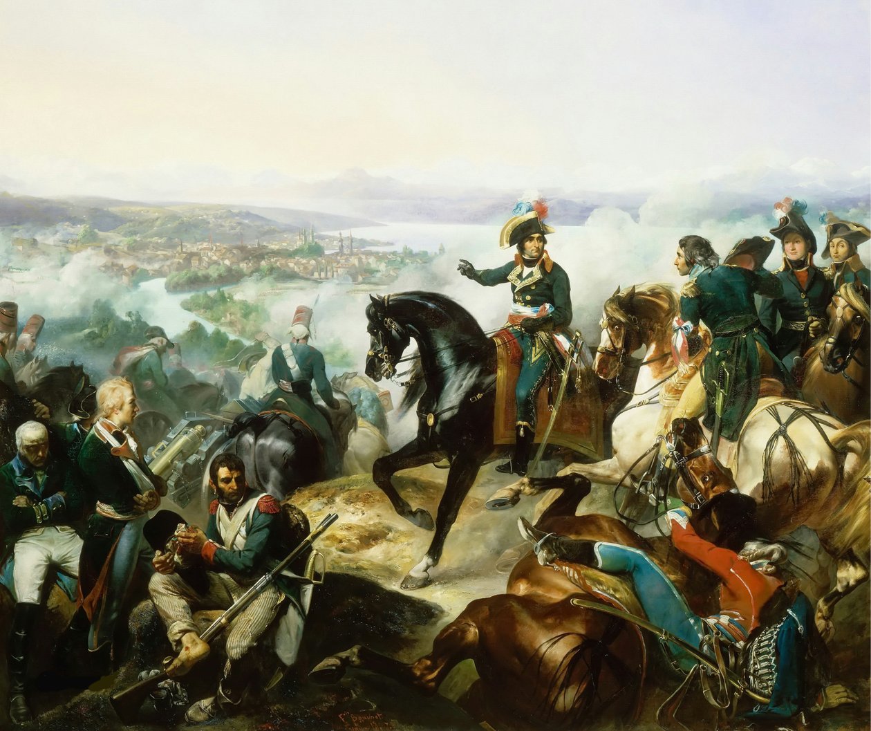 Ranskalainen:  Bataille de Zurich, le 25 septembre 1799 Zürichin taistelu, 25. syyskuuta 1799. tekijältä Francois Bouchot