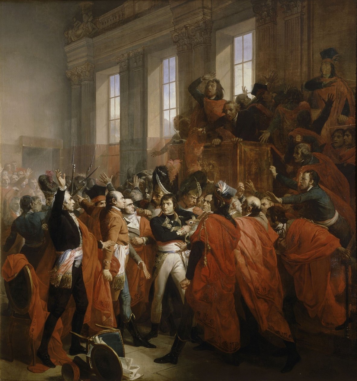 Napoleon Bonaparte vallankaappauksessa 18 Brumaire Saint-Cloudissa. tekijältä Francois Bouchot
