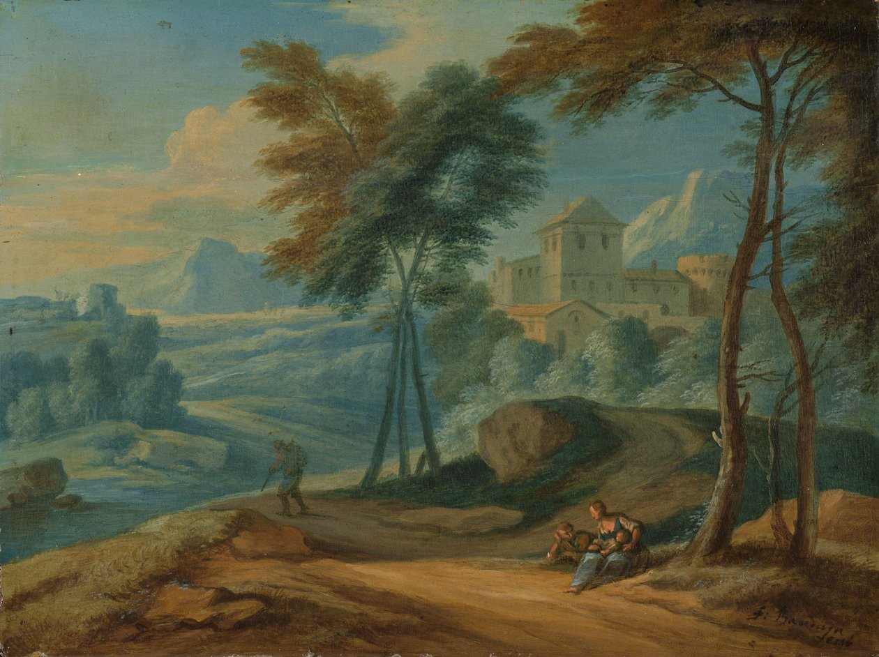 Metsäinen italialainen maisema hahmoilla tekijältä François Boudewyns