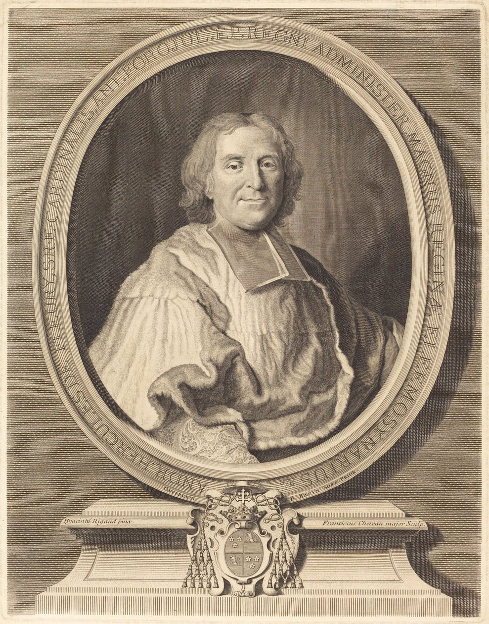 Kardinaali Fleury tekijältä François Chereau I after Hyacinthe Rigaud