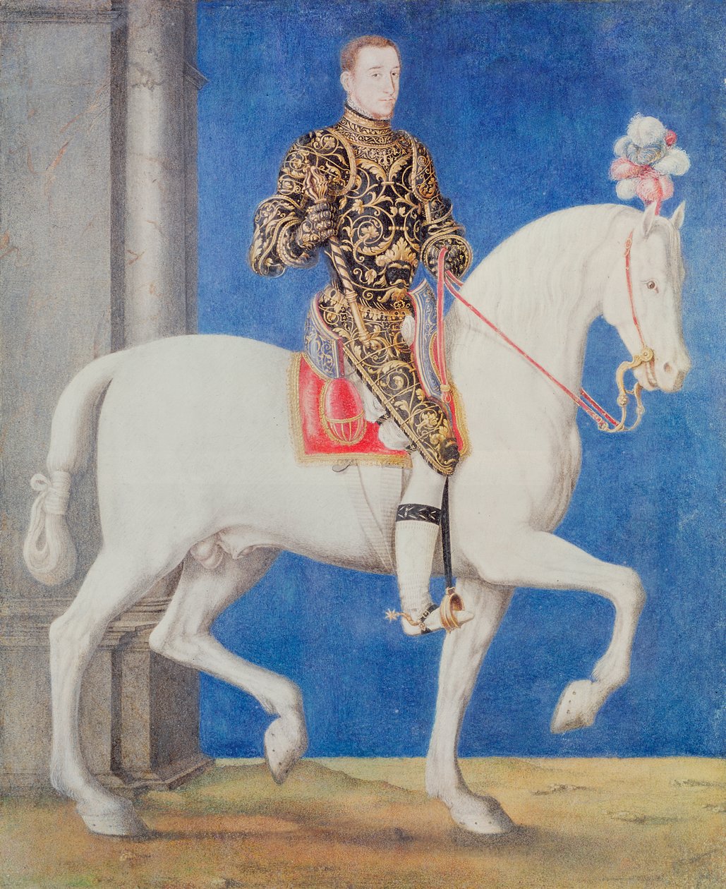 Hevosurheilun muotokuva, jonka oletetaan olevan Dauphin Henri II (1519-59) n. 1543 tekijältä François Clouet