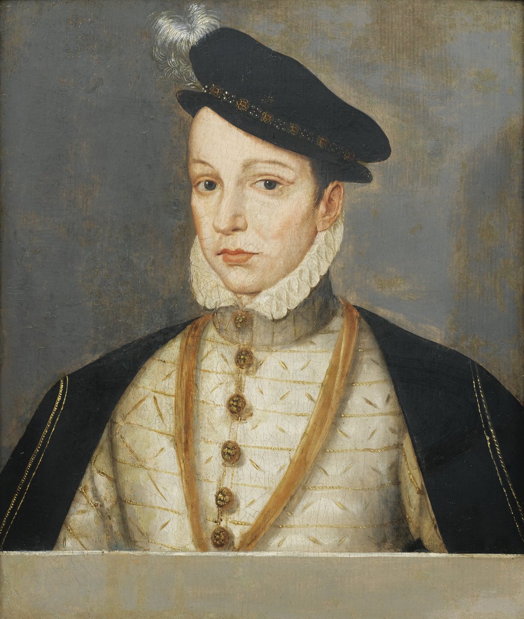 Ranskan kuninkaan Kaarle IX:n muotokuva 1550-1574, 1500-luvun loppu tekijältä François Clouet