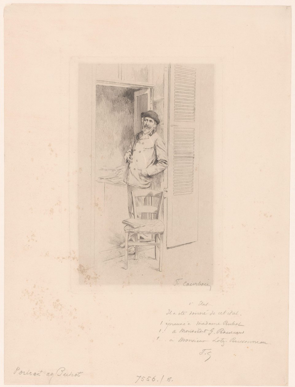 Félix Hilaire Buhotin muotokuva tekijältä François Courboin (signed by artist)