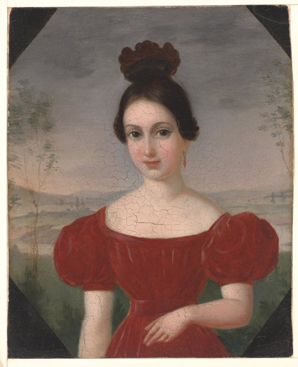 Muotokuva Marie Louise Têtu, Madame François Fleischbein, n. 1833-36 (öljy kiinnitetylle paperille) tekijältä François Fleischbein