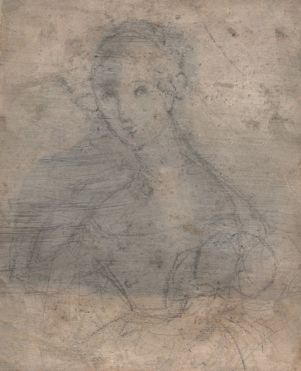 Luonnos Marie Louise Tetusta, Madame François Fleischbeinistä, ennen n. 1833 (sekoitustekniikka (kynä, muste ja liitu)) tekijältä François Fleischbein
