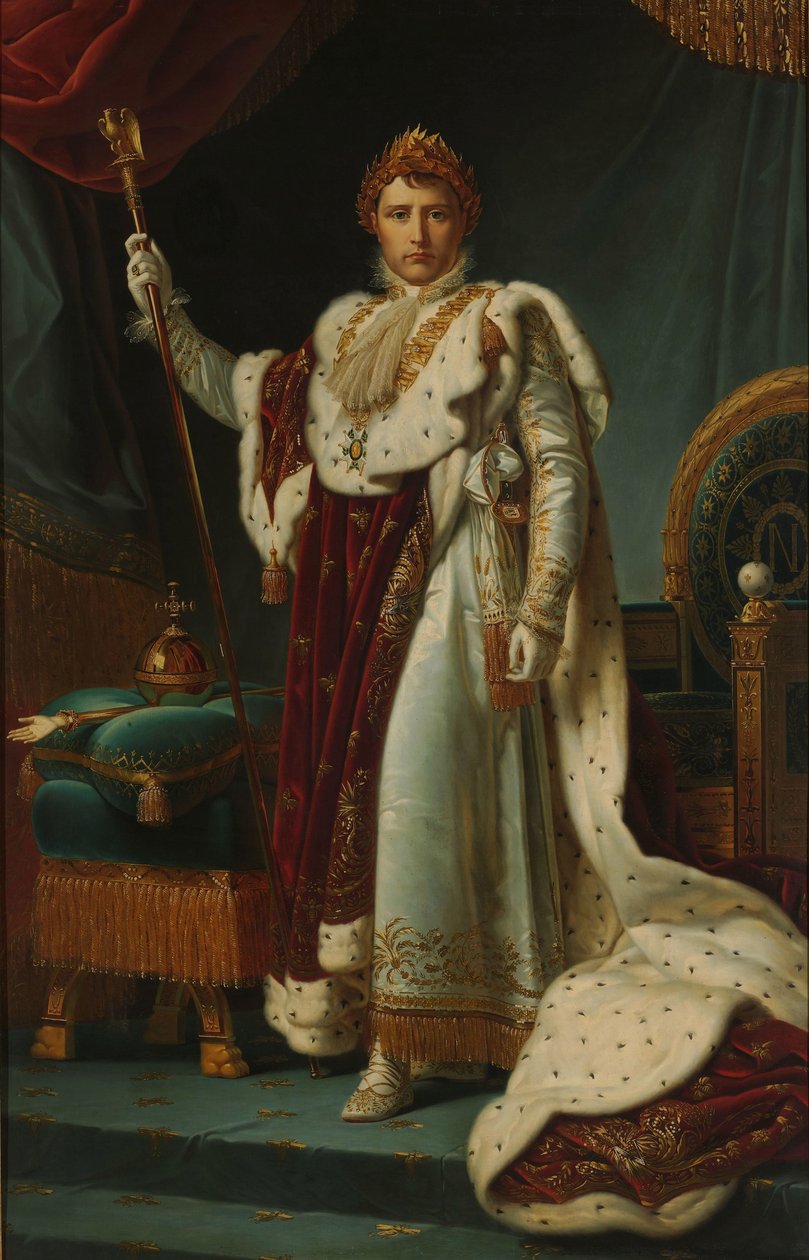 Keisari Napoleon I:n muotokuva Keisari Napoleon I kruunausvaatteissa, 2. joulukuuta 1804 tekijältä François Gérard (workshop of)