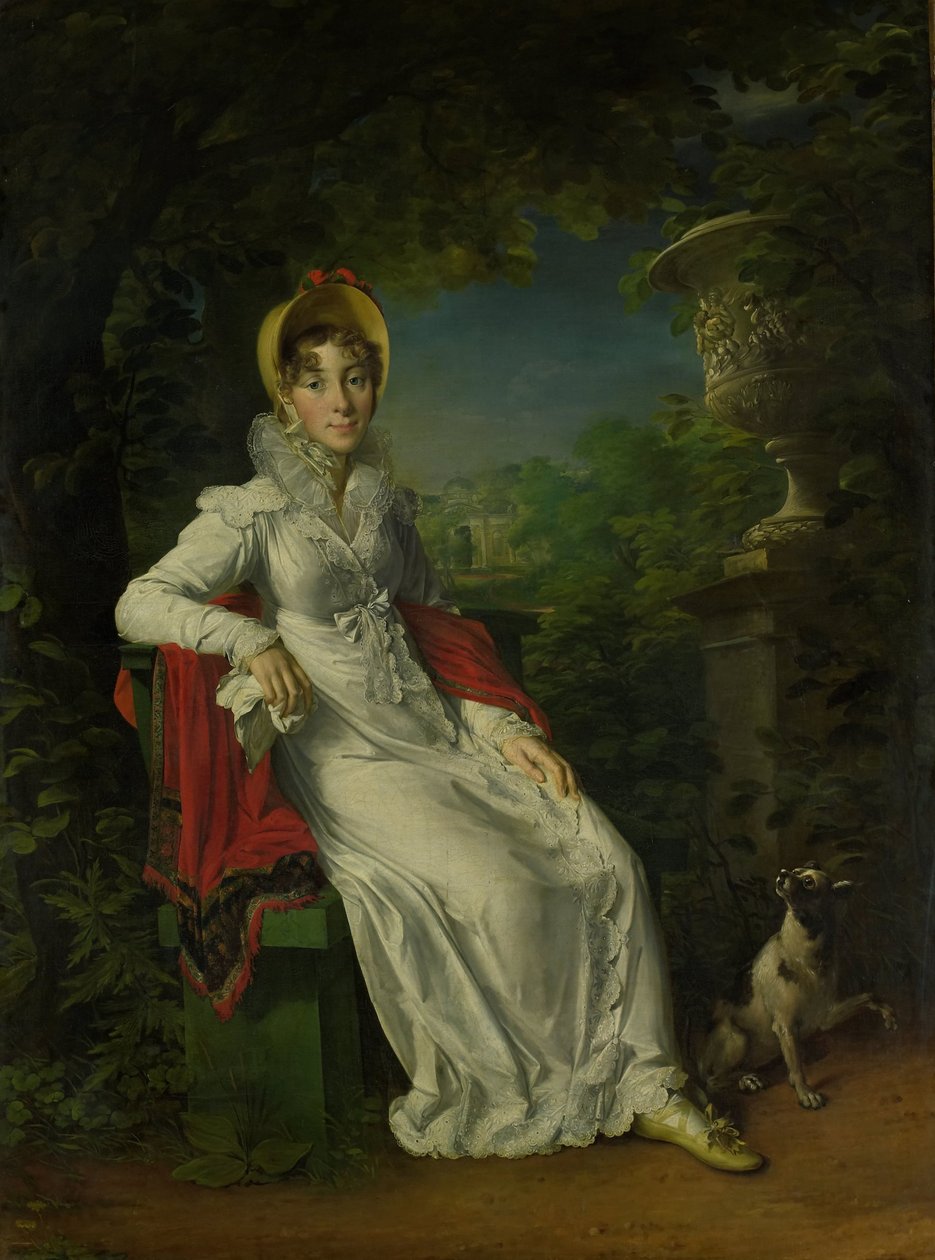 Carolina Ferdinanda Louisa Sisiliasta (1798-1870). Charles Ferdinandin vaimo, herttua de Berry, Bagatellen puistossa Bois de Boulognessa (lähellä Pariisia) tekijältä François Gérard