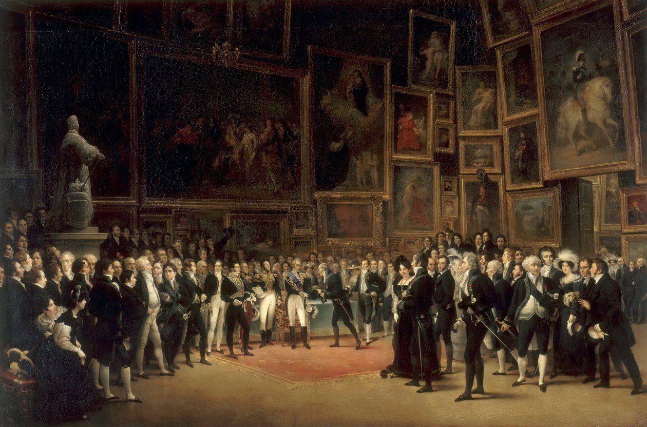 Charles X jakaa palkintoja taiteilijoille, jotka esittelevät vuoden 1824 salongissa Louvressa tekijältä François Joseph Heim