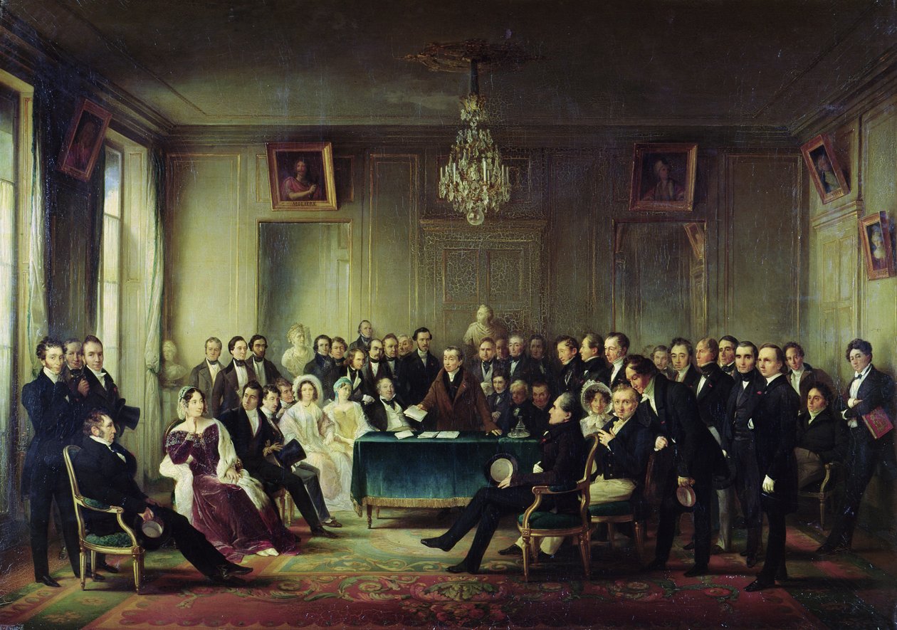 Francois Andrieux (1759-1833) Lukemassa tragediaansa "Junius Brutus" Comedie Francaisen aulassa, 26. toukokuuta 1828, 1847 (katso myös 216914) tekijältä François Joseph Heim