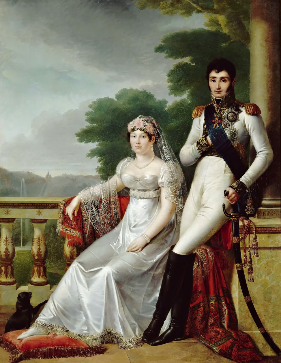 Jérôme Bonaparte ja Catharina Württembergiläinen Westfalenin kuninkaana ja kuningattarena tekijältä François Joseph Kinson