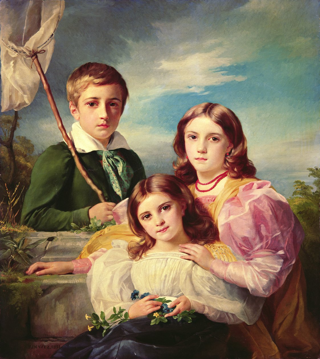 Leon Suys ja hänen kaksi sisartaan, 1800-luku tekijältä François Joseph Navez