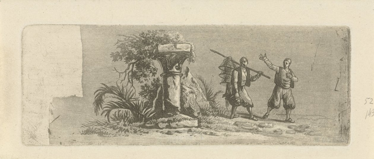 Maisema kahden kreikkalaisen kalastajan kanssa tekijältä François Joseph Pfeiffer (II)