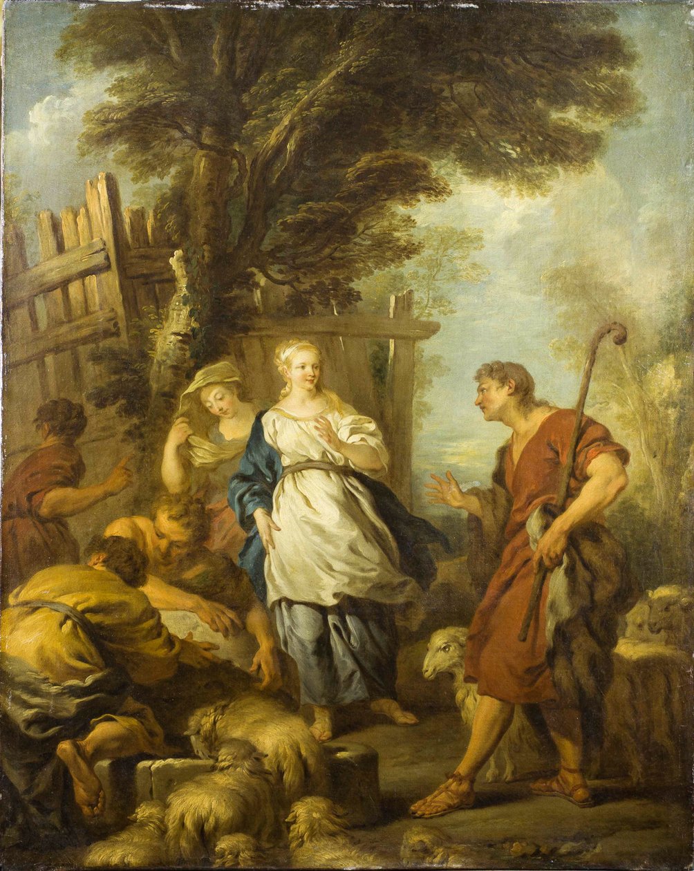 Jaakob tapaa Raakelin kaivolla, noin 1720. tekijältä François Le Moyne