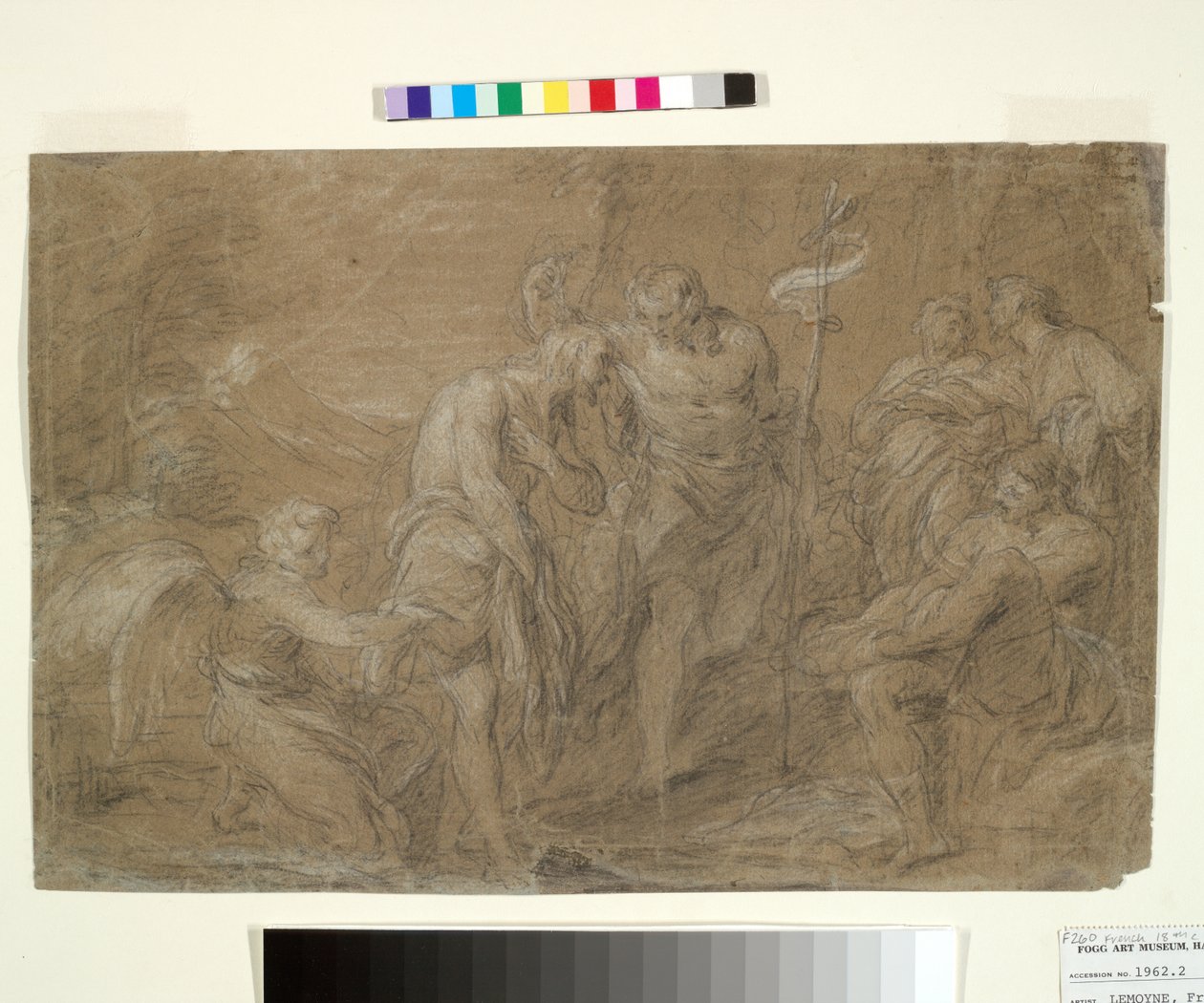 Kristuksen kaste, n. 1700-37 (mustavalkoinen liitu paperille) tekijältä François Lemoyne