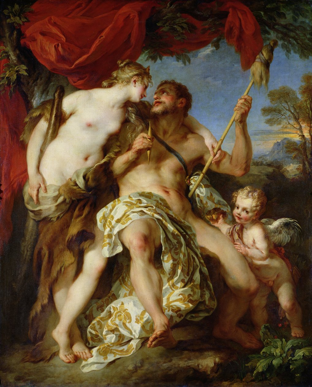 Herkules ja Omphale, 1724 tekijältä François Lemoyne