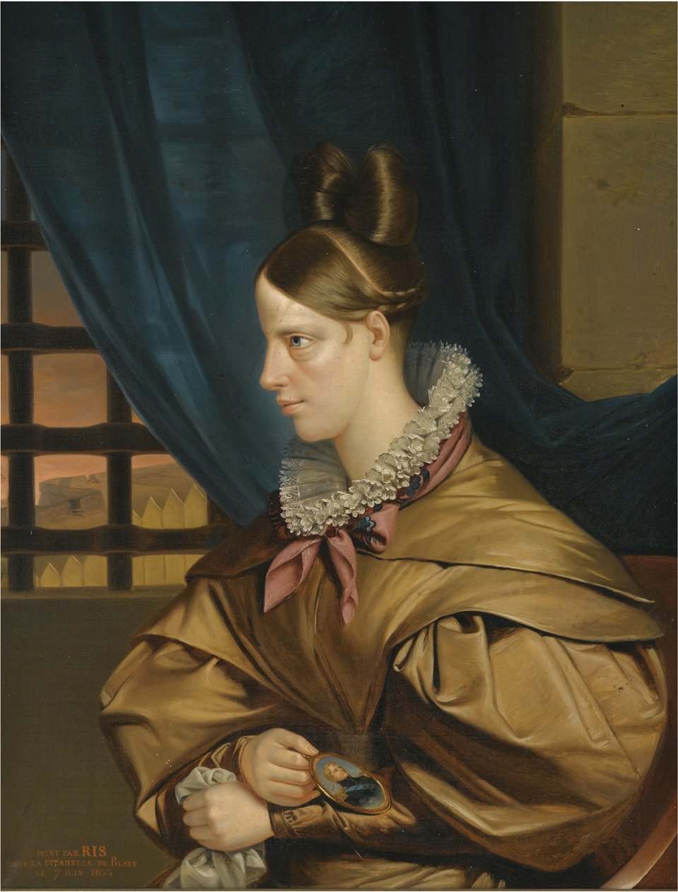 Herttuatar de Berry vangittiin Blayen linnaan 1830-luvun lopussa tekijältä François Nicolas Riss