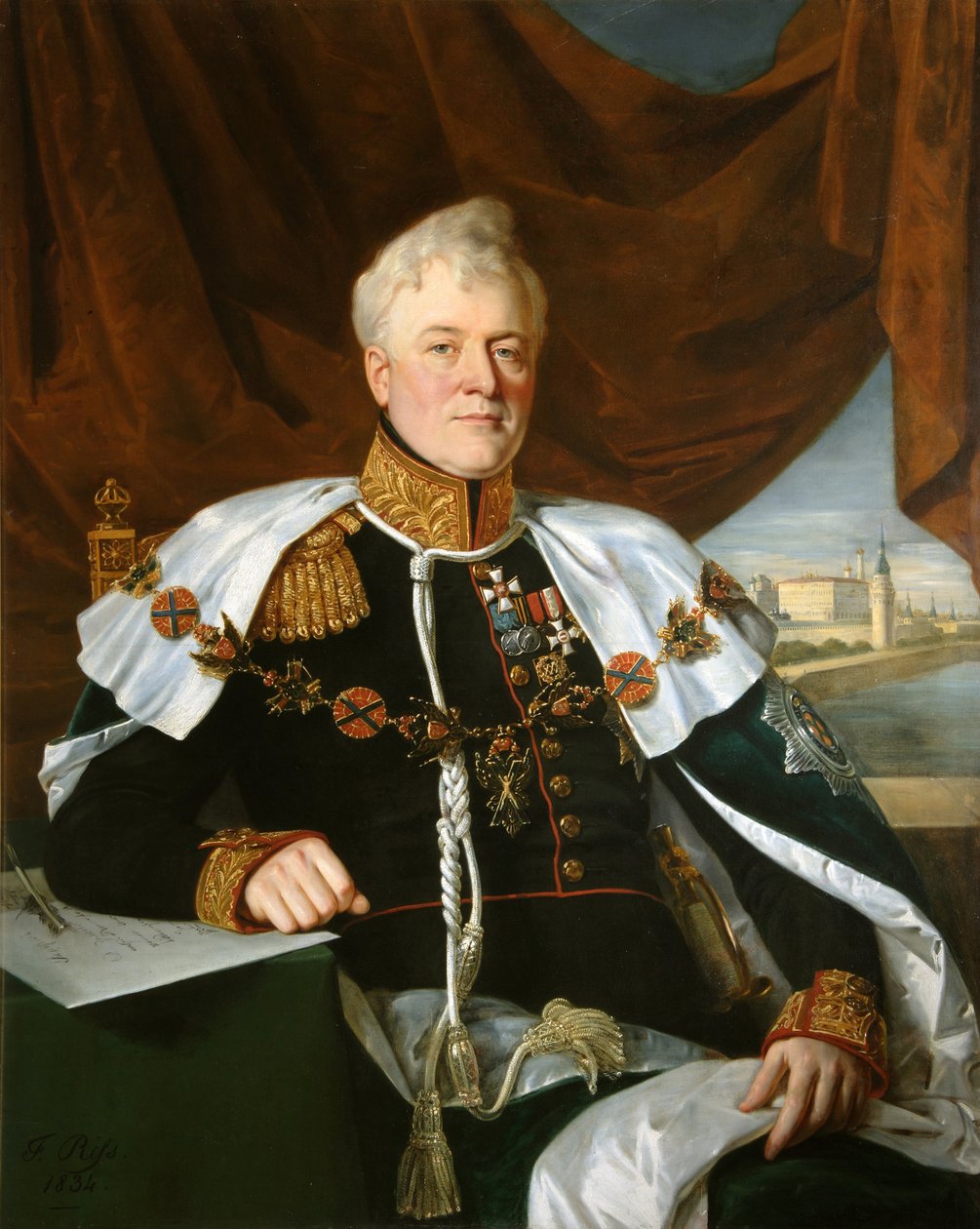 Prinssi Dmitri Vladimirovitš Golitsynin muotokuva 1771-1844, 1835 tekijältä François Nicolas Riss
