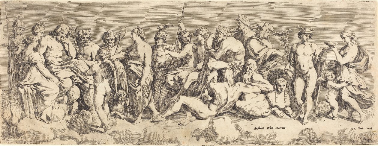 Psychen pääsy Olympiaan tekijältä François Perrier after Raphael