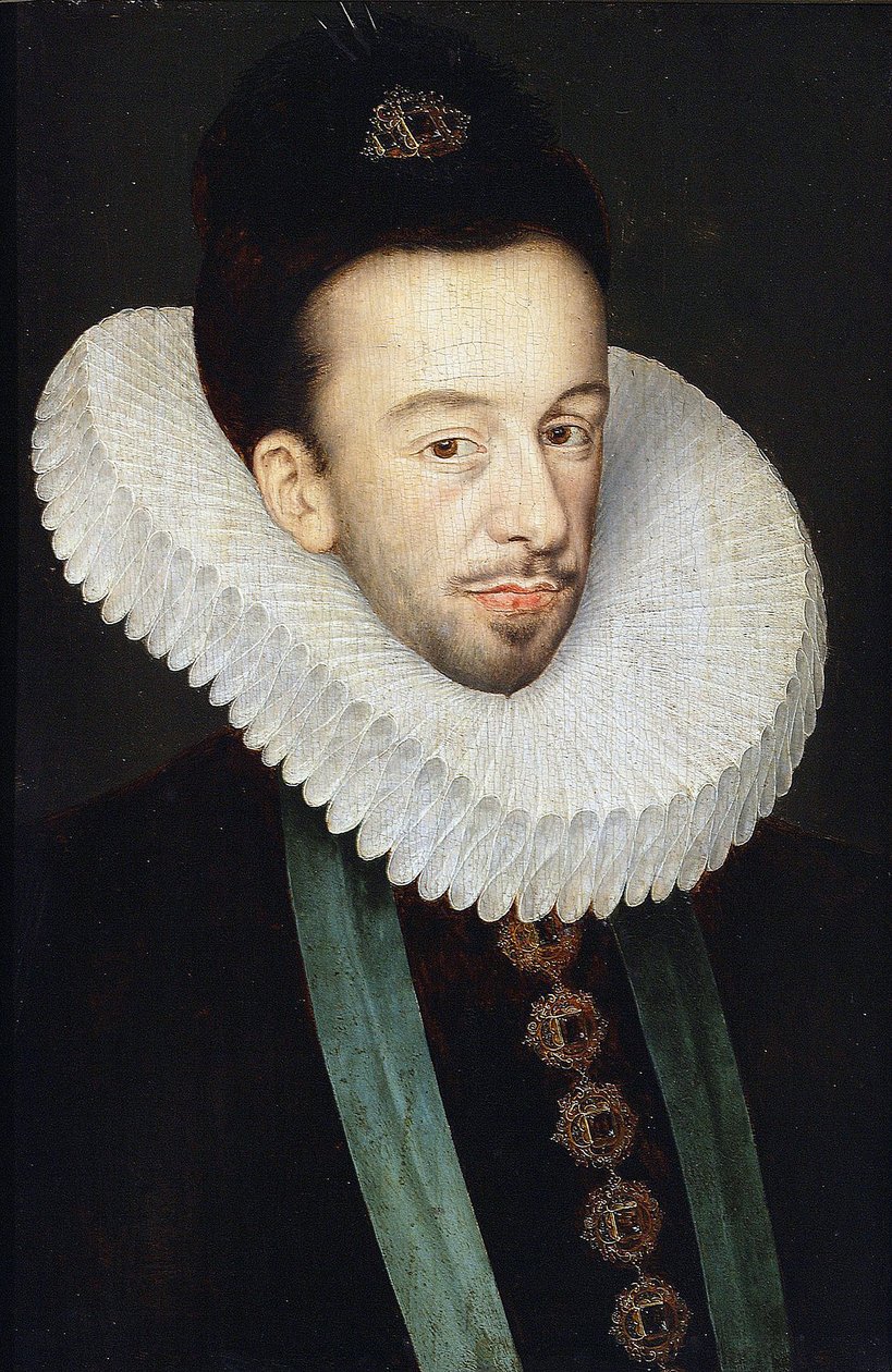Puolan kuninkaan ja Liettuan suurherttua par Quesnel Francois (1543-1619) muotokuva Ranskan Henrik III:sta. Öljy puulle, koko: 37x25,5 tekijältä François Quesnel