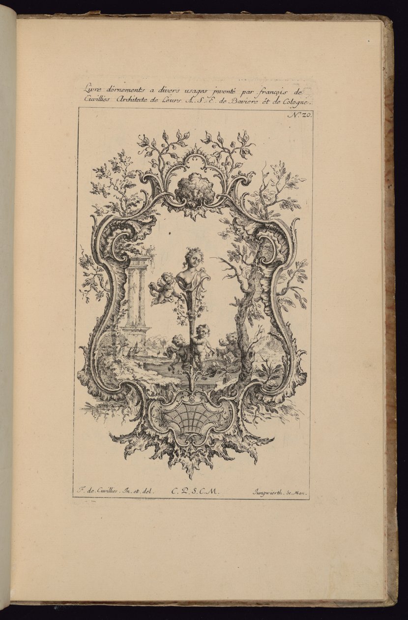 Cartouche, jossa naisen rintakuva, Livre d