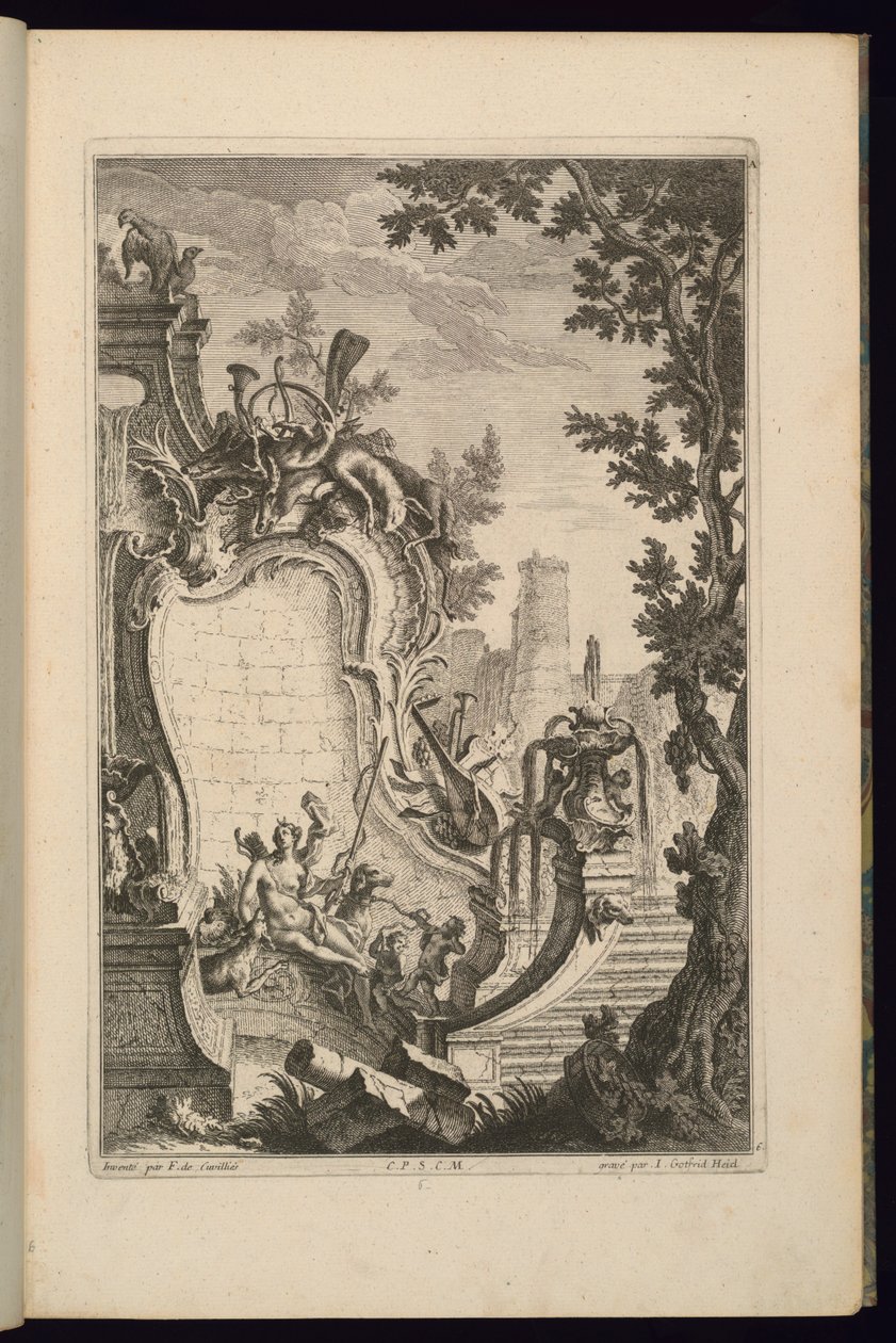 Suunnittelu Fountainille Dianan kanssa tekijältä François de Cuvilliés the Elder