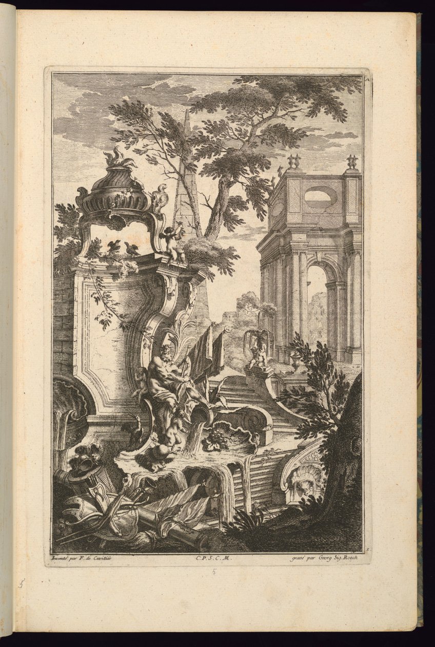 Suunnittelu Fountain with a River God tekijältä François de Cuvilliés the Elder