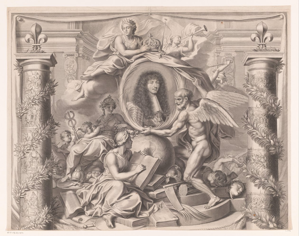 Ludvig XIV:n allegorinen muotokuva (yläosa) tekijältä François de Poilly (I)