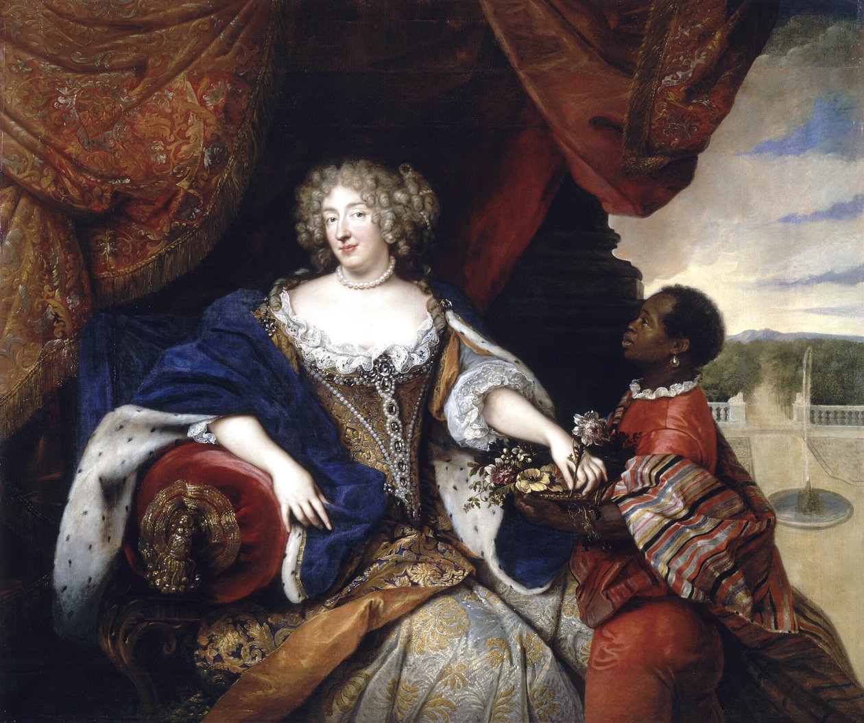 Muotokuva Elizabeth Charlotte Palatineista ja hänen orjansa kanssa tekijältä Francois de Troy