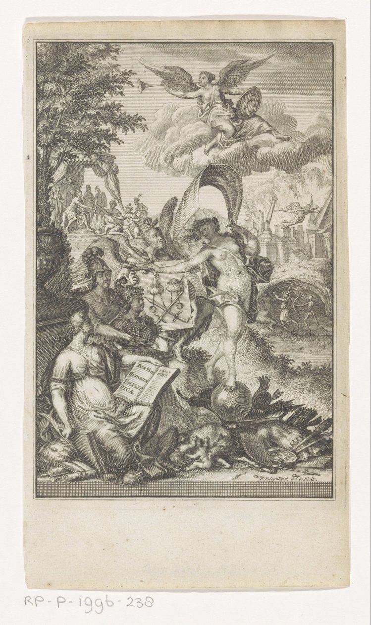 Makedonian voiton vertauskuva Titelpagina voor: Marcus Iunianus Iustinus en Abraham Gronovius, Iustini Historiae Philippicae, 1719 tekijältä François van Bleyswijck