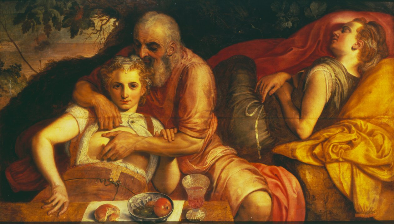 Loot ja hänen tyttärensä, 1550-luku (paneeli) tekijältä Frans Floris