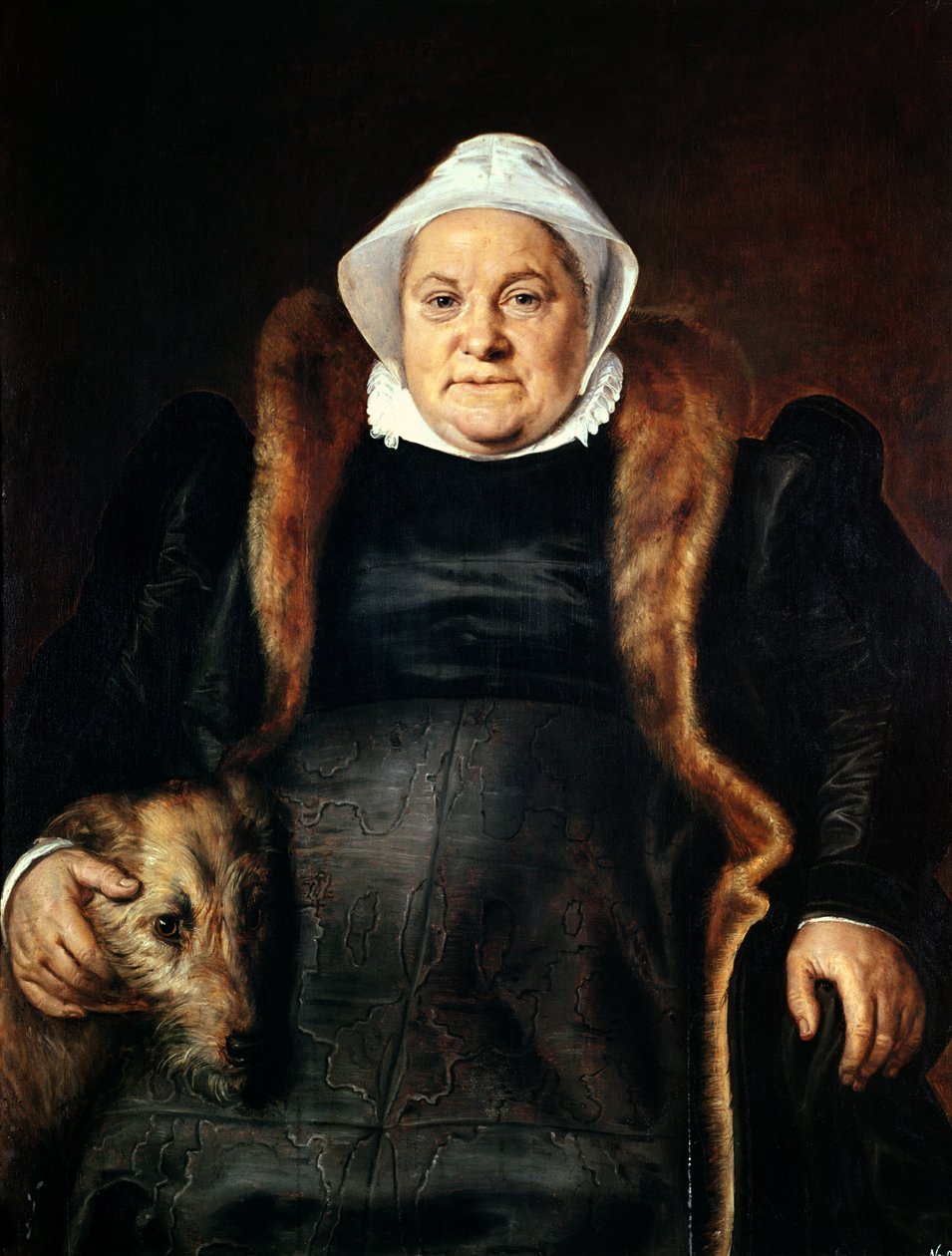 Vanhuksen naisen muotokuva tai Haukkametsän vaimo, 1558 tekijältä Frans Floris