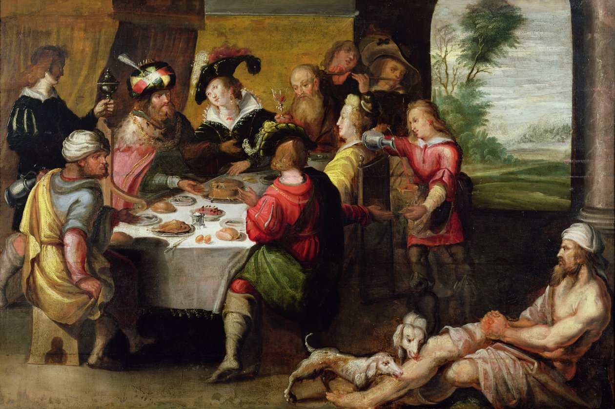 Vertaus rikkaasta miehestä ja Lasaruksesta tekijältä Frans II Francken the Younger