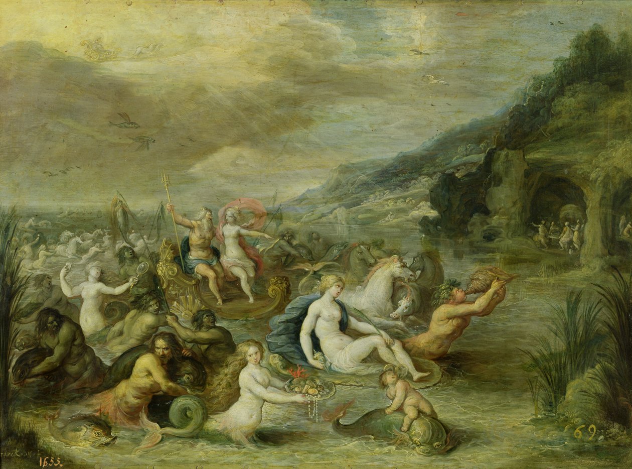 Amfitriitin voitto (öljy kuparilla) tekijältä Frans II Francken the Younger