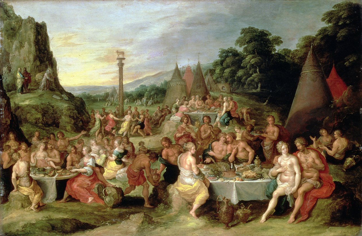 Kultaisen vasikan palvonta, noin 1630-35. tekijältä Frans II Francken the Younger