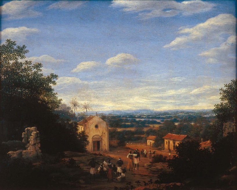 Pyhien Cosmojen ja Damianin kirkko Brasilian Igarassu -kaupungissa. tekijältä Frans Post