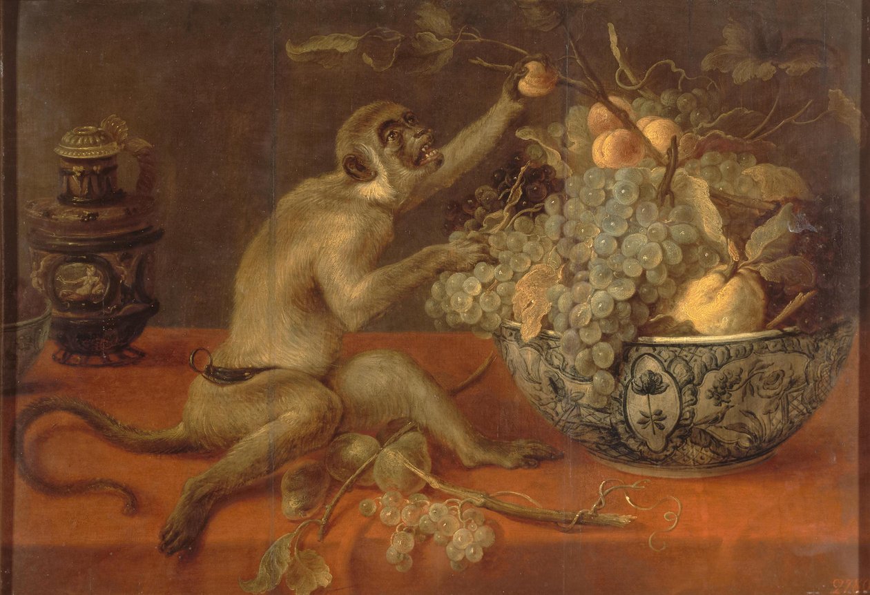 Asetelma apinan kanssa tekijältä Frans Snyders or Snijders