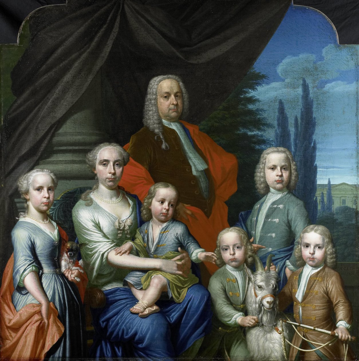 Willem Philip Kops (1695-1756) vaimonsa ja lastensa kanssa tekijältä Frans Decker