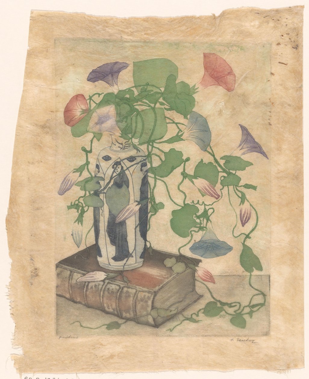 Bindweed keramiikkamaljakossa tekijältä Frans Everbag (signed by artist)