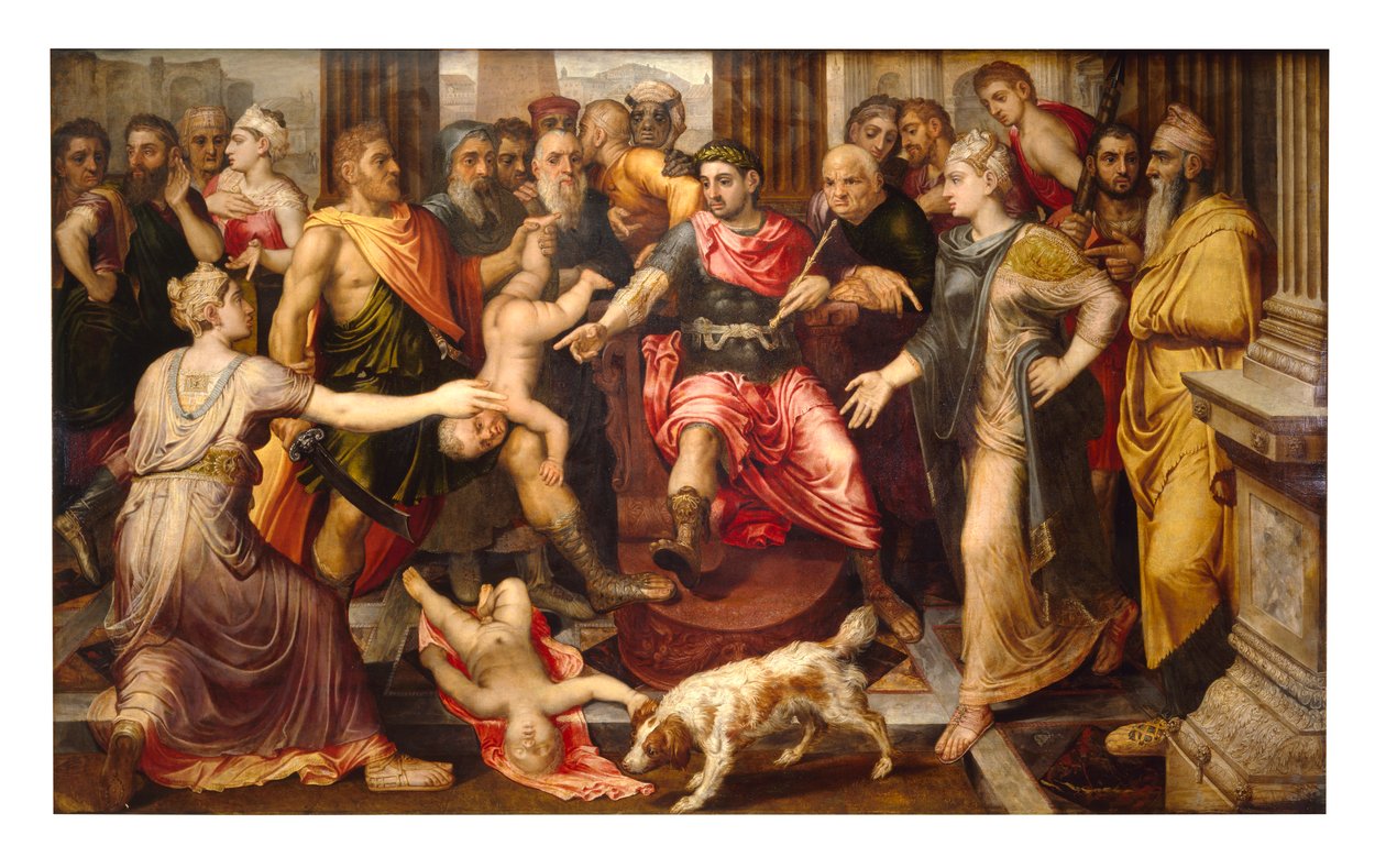 Salomonin tuomio (öljy paneeliin) tekijältä Frans Floris