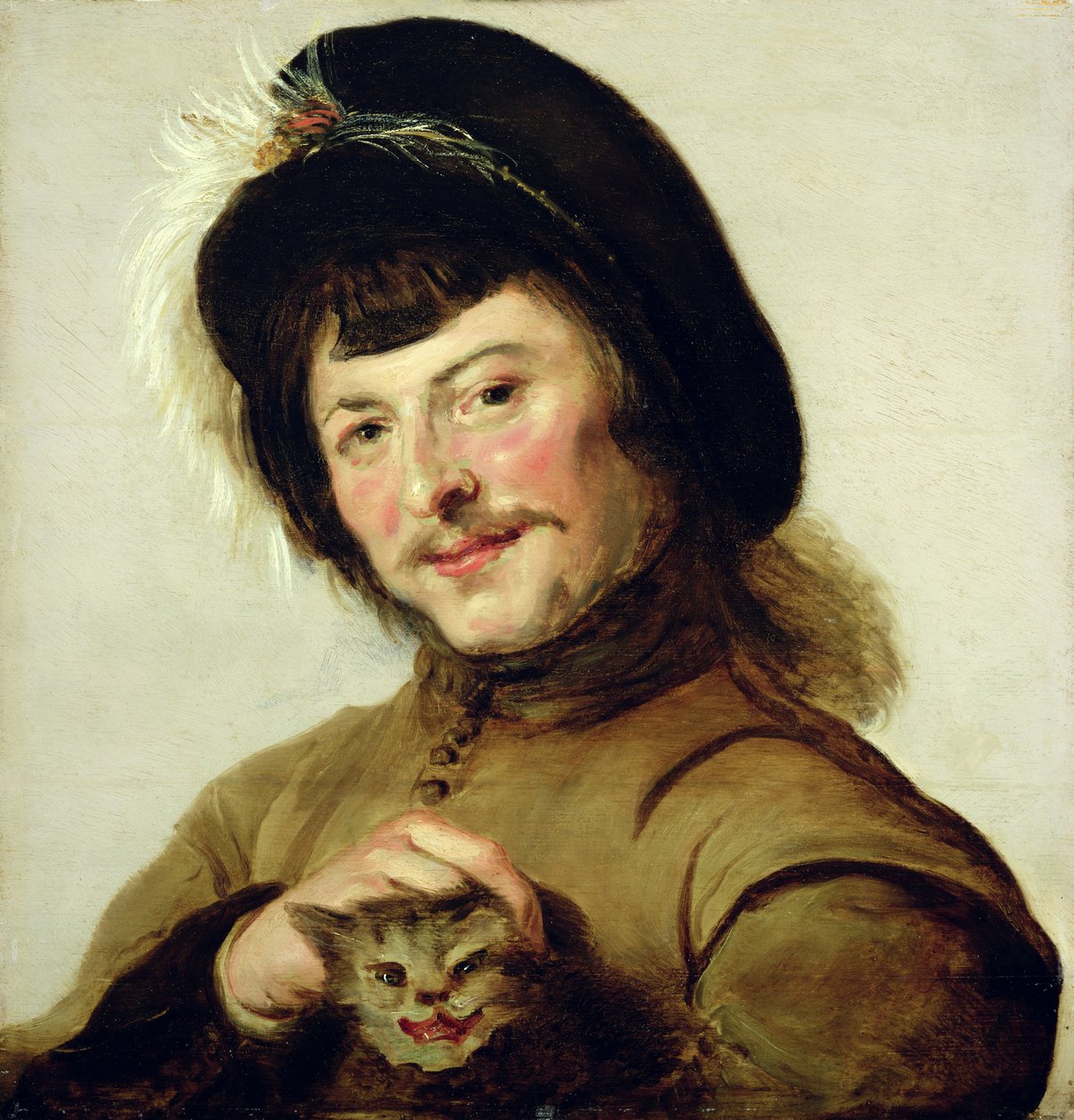 Nuori mies kissan kanssa, 1635 tekijältä Frans Follower of Hals