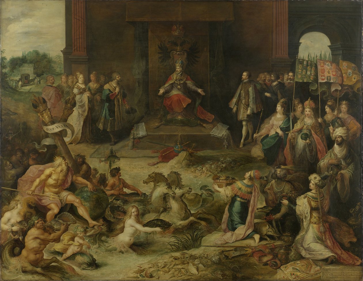 Allegoria keisari Kaarle V:n luopumisesta Brysselissä 25. lokakuuta 1555, 1642 tekijältä Frans Francken the Younger