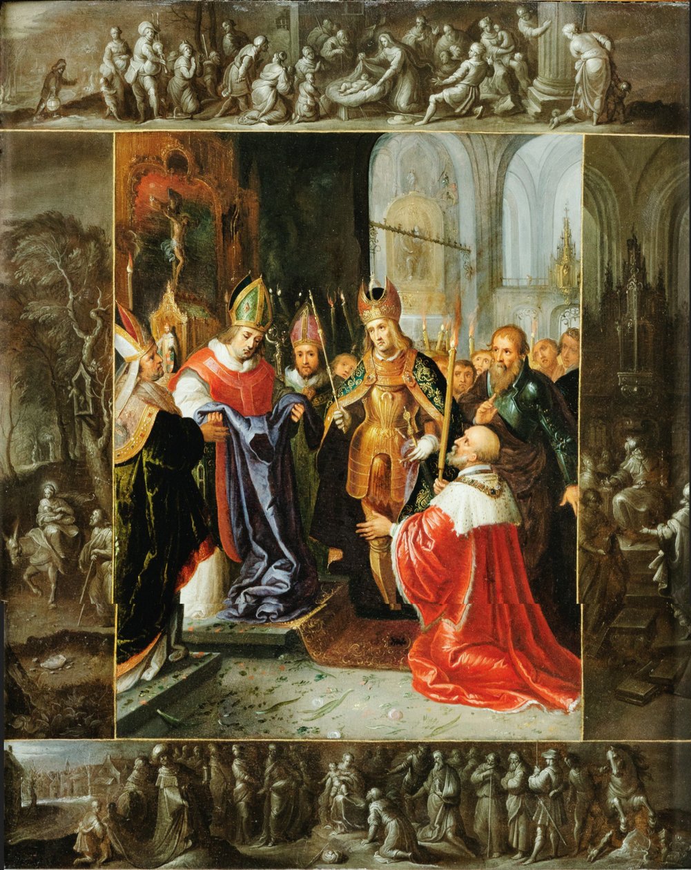 Keisari Kaarle V näytti Neitsyt Marian vaatteita. tekijältä Frans Francken the Younger
