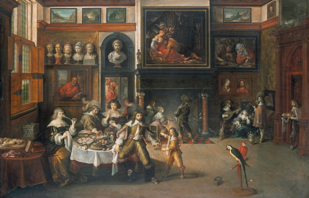 Illallinen Burgomaster Rockoxin talossa tekijältä Frans Francken the Younger