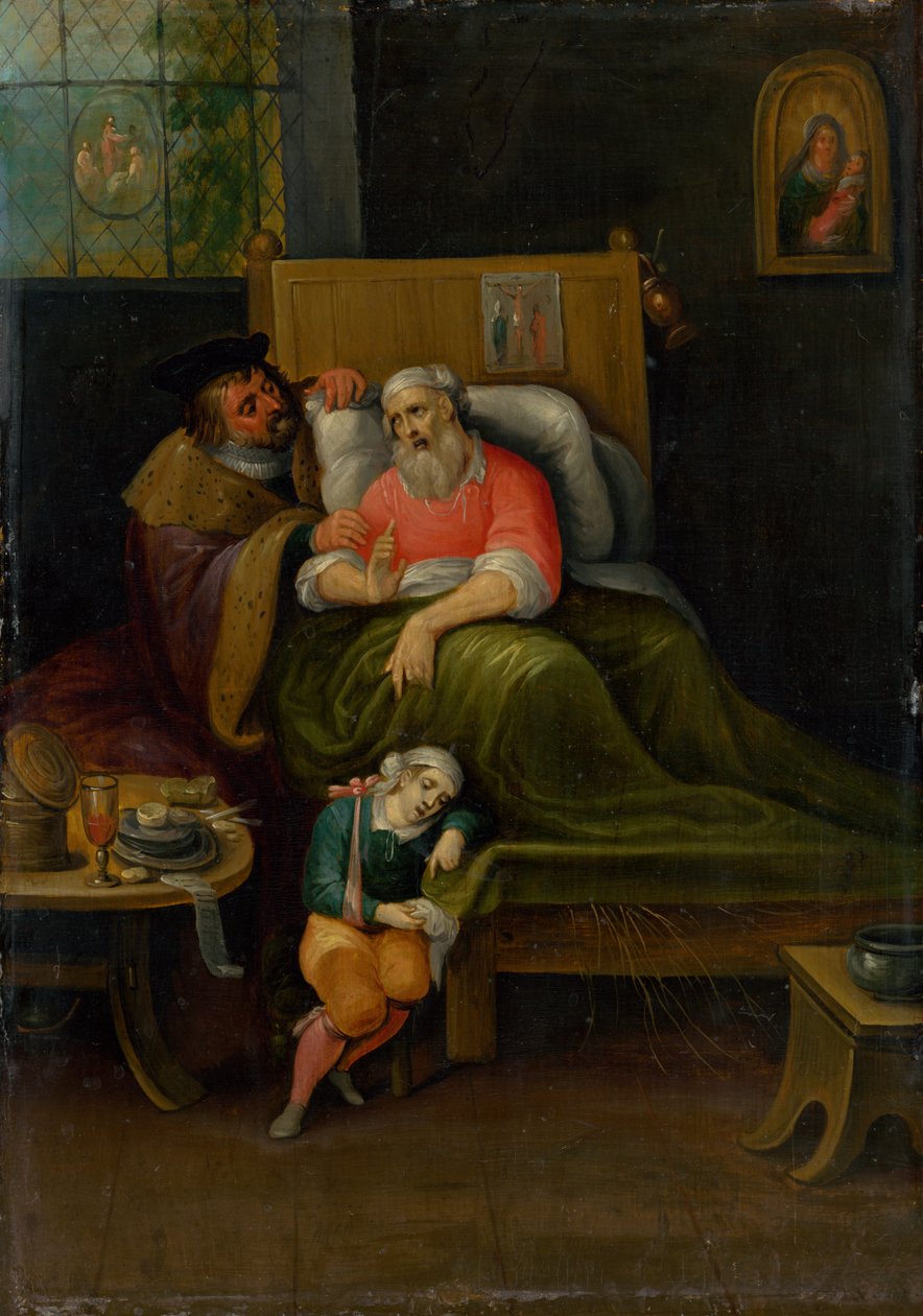 Sairaiden vastaanottaminen seitsemästä laupeuden teosta (Seitsemän laupeuden tekoa) tekijältä Frans Francken the Younger