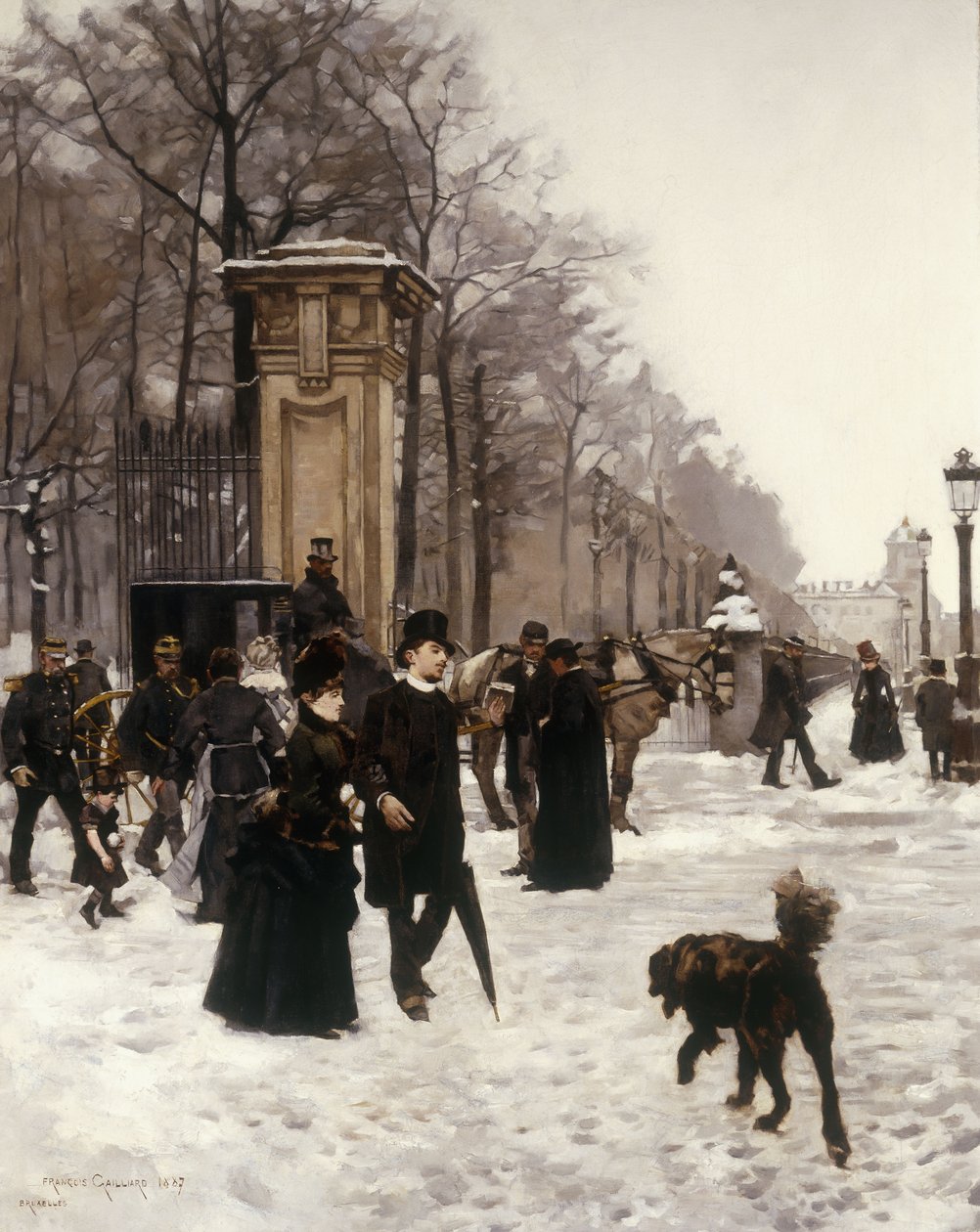 Promenade talvipäivänä, Bryssel, 1887 tekijältä Frans Gaillard