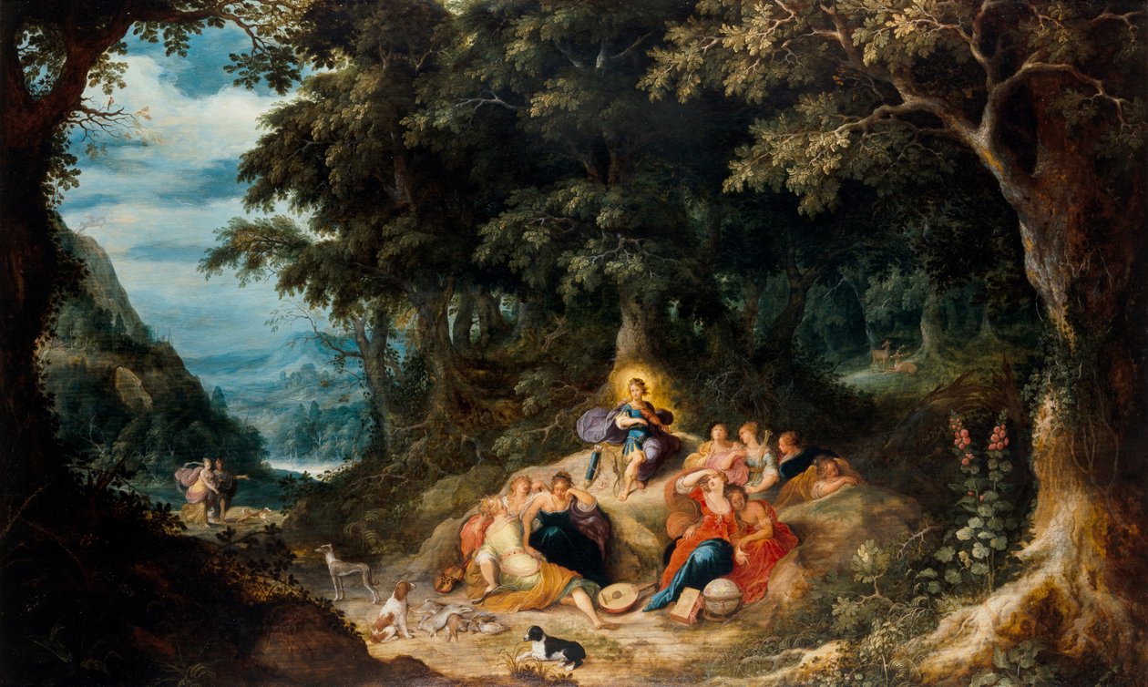 Apollo ja yhdeksän muusaa tekijältä Frans & Govaerts Abraham (1589 1626) Francken