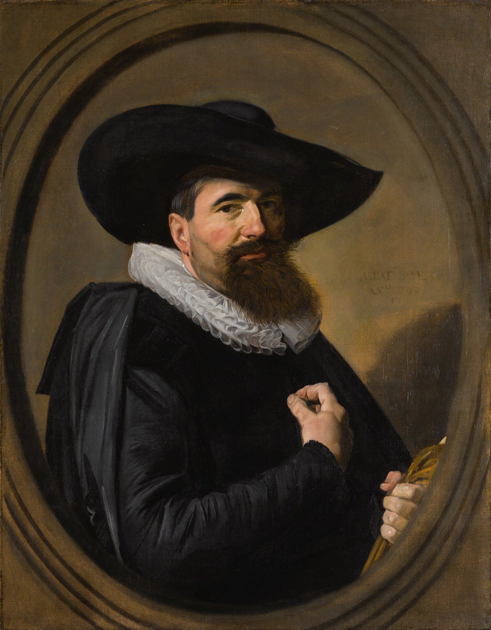 Hollanti: Portret van een man Miehen muotokuva, jolla on hattu ja röyhelökaulus tekijältä Frans Hals
