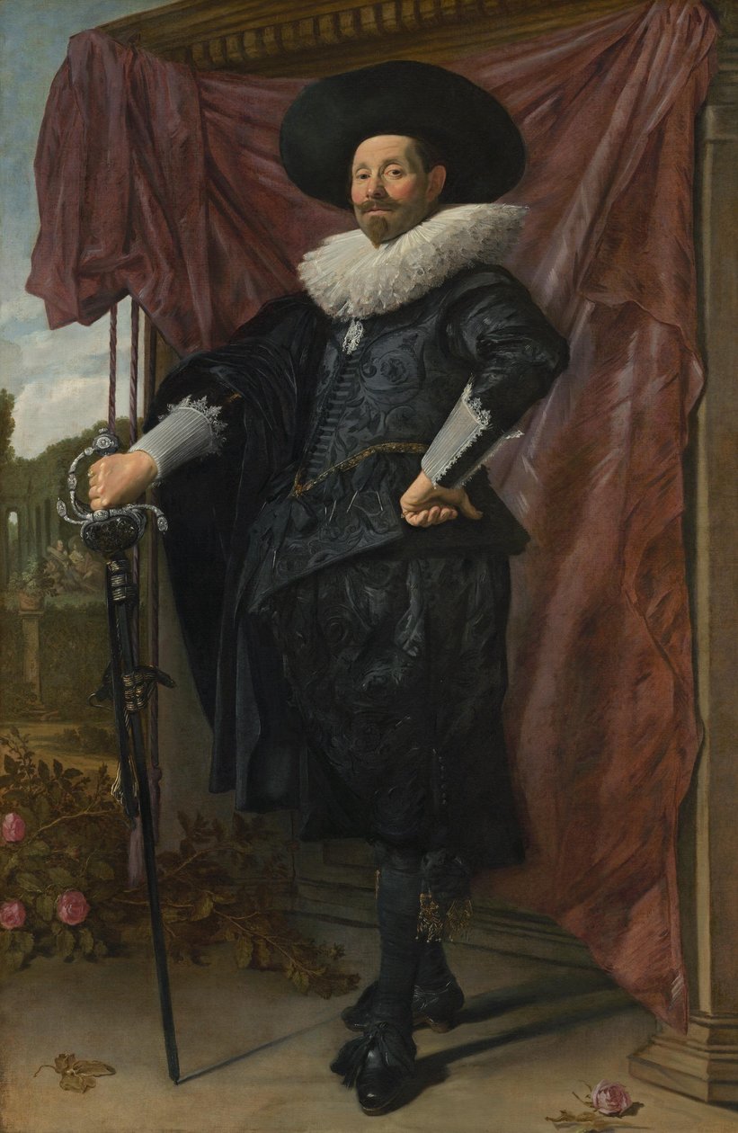 Hollantilainen: Willem van Heythuysen poseeraa miekan kanssa tekijältä Frans Hals